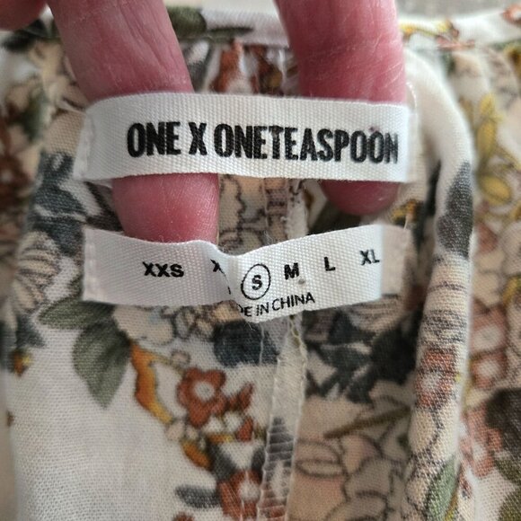 One Teaspoon Peasant Blouse Small Floral Lace up High Low Cottagecore fairy - Picture 4 of 15